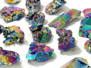 Rainbow Titanium Aura Quartz Cluster