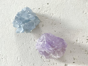 Celestite and Amethyst Crystal Set, Celestite Cluster Raw Amethyst Crystal Gift Set Home Decor Crystal Healing Kit