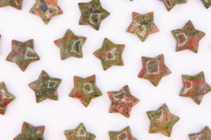 Unakite Star Crystal – 30mm Pocket Stone for Heart Chakra Healing, Balance & Inner Peace – Polished Unakite Gemstone for Energy Work & Gifts