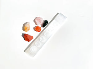 Aries Fire Energy Crystal Set with Chakra Selenite Plate