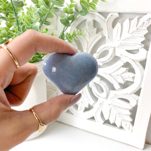 Angelite Crystal Heart: Puffy Stone for Peace