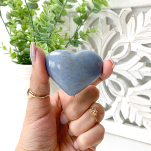 Angelite Crystal Heart: Puffy Stone for Peace