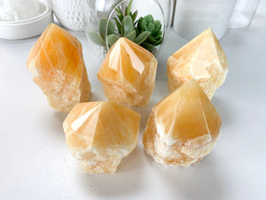 Orange Calcite Crystal Tower: Healing Home Decor