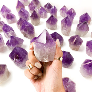 Polished Amethyst Crystal Tower: Healing Energy Stone