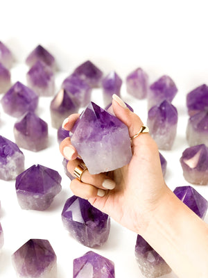 Polished Amethyst Crystal Tower: Healing Energy Stone