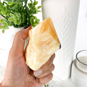Orange Calcite Crystal Tower: Healing Home Decor