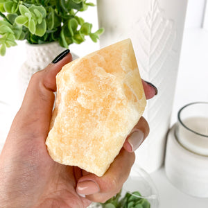 Orange Calcite Crystal Tower: Healing Home Decor