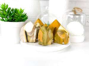 Yellow Mookaite Crystal Tower: Jasper Point for Grounding and Healing