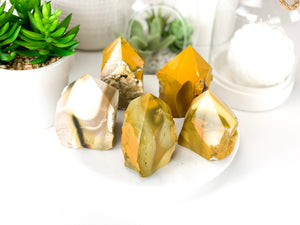 Yellow Mookaite Crystal Tower: Jasper Point for Grounding and Healing