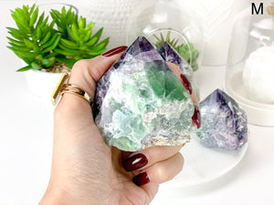 Polished Fluorite Crystal Tower: Rainbow Healing Stone, Home Decor
