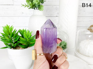 Natural Amethyst Crystal Point Tower: Healing Home Decor