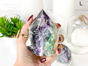 Polished Fluorite Crystal Tower: Rainbow Healing Stone, Home Decor