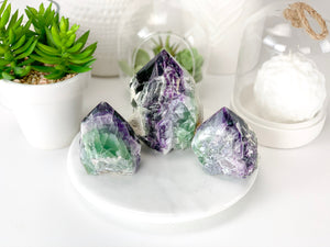 Polished Fluorite Crystal Tower: Rainbow Healing Stone, Home Decor