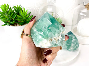 Polished Fluorite Crystal Tower: Rainbow Healing Stone, Home Decor