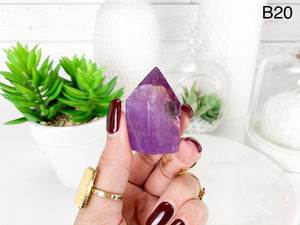 Natural Amethyst Crystal Point Tower: Healing Home Decor