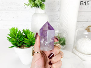 Natural Amethyst Crystal Point Tower: Healing Home Decor