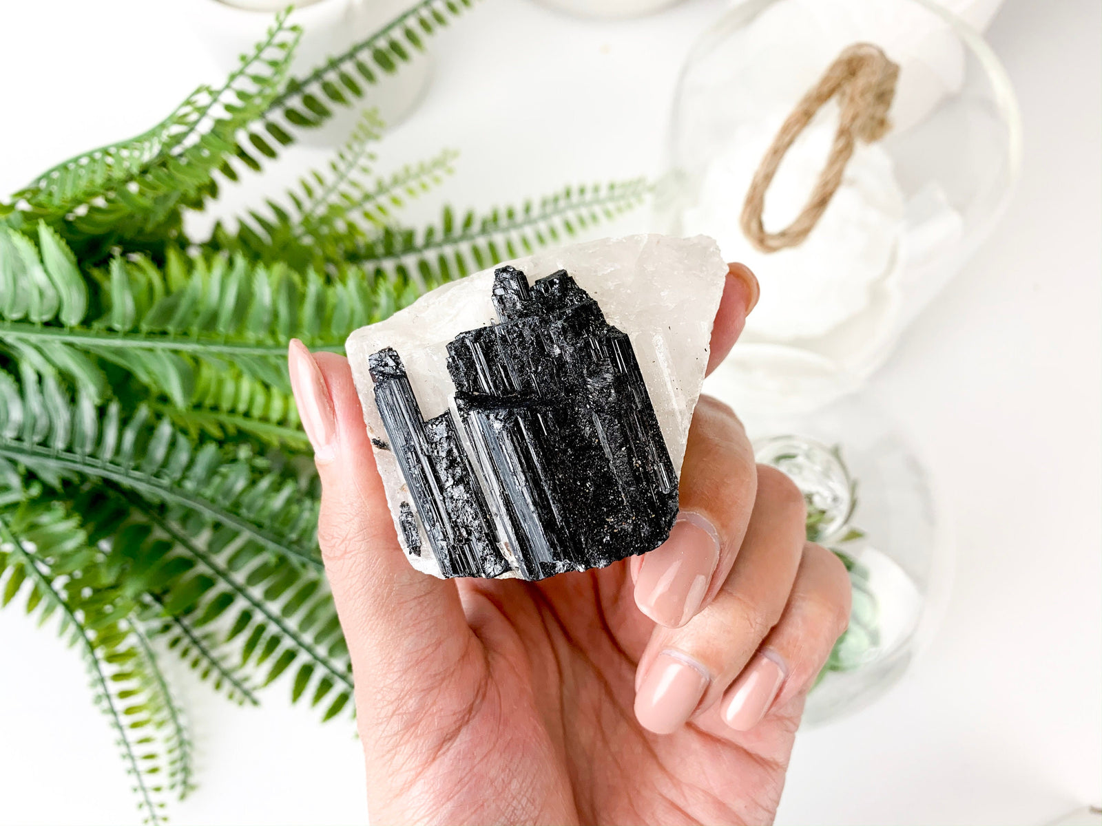 Black Tourmaline on Matrix: Raw Protection Crystals (1.5 to 2 inch)
