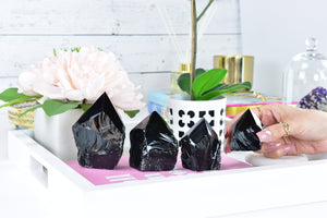 Black Obsidian Tower: Raw Crystal Point for Protection & Healing