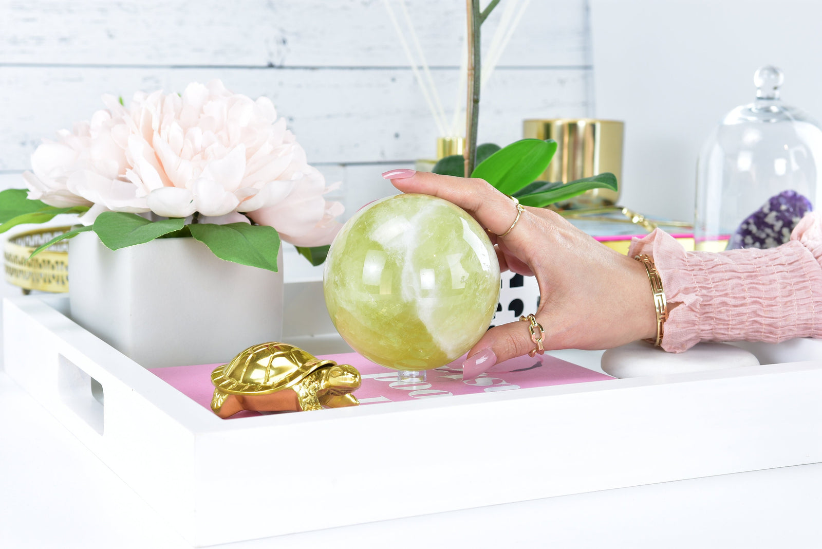 Citrine Sphere: Crystal Stone for Positive Energy, Free Stand