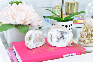 Moroccan White Quartz Geode: Raw Crystal Healing Stone, Home Decor