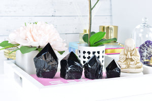 Black Obsidian Tower: Raw Crystal Point for Protection & Healing