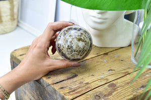 Moroccan Aragonite Crystal Ball: Natural Healing Stone Decor