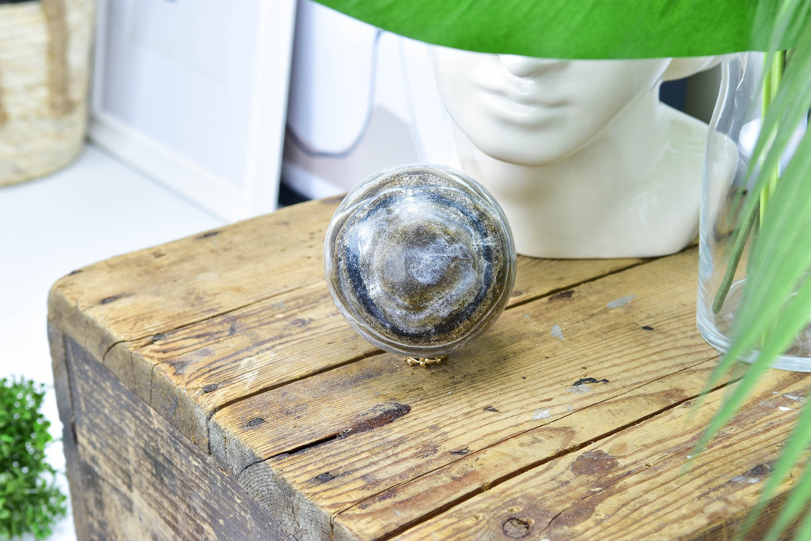 Moroccan Aragonite Crystal Ball: Natural Healing Stone Decor