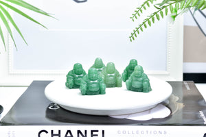 Green Aventurine Happy Buddha: Crystal Healing Stone (37 x 36 x 23 mm)