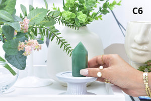 Green Aventurine Crystal Tower: Healing Stone Point