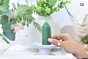 Green Aventurine Crystal Tower: Healing Stone Point