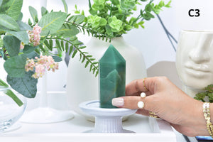 Green Aventurine Crystal Tower: Healing Stone Point