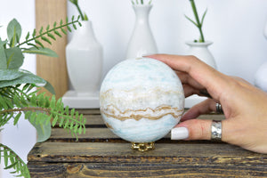 Caribbean Calcite Sphere: Blue Healing Crystal Decor
