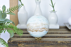 Caribbean Calcite Sphere: Blue Healing Crystal Decor