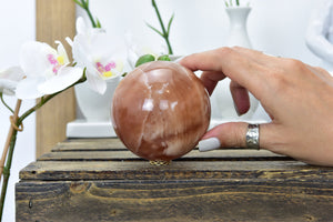 Hand-Polished Red Calcite Crystal Sphere: Energy Amplifier