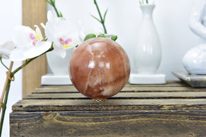 Hand-Polished Red Calcite Crystal Sphere: Energy Amplifier