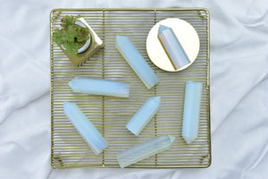 Opalite Crystal Point Tower: Healing Gemstone Decor