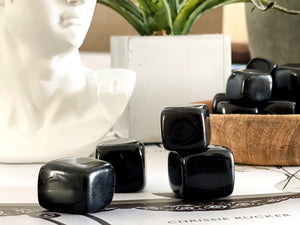 Black Obsidian Tumbled Stones for Negativity and EMF Shielding