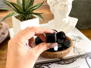 Black Obsidian Tumbled Stones for Negativity and EMF Shielding