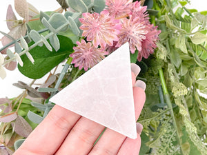 Triangle Selenite Plate: Energy Charging Station, Healing Crystal