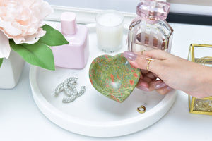 Unakite Crystal Bowl: Gemstone Jewelry Holder, Catch-All Tray