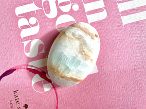 Caribbean Calcite Palm Stone: Blue Aragonite Crystal