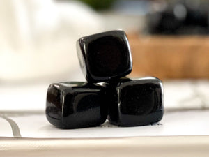 Black Obsidian Tumbled Stones for Negativity and EMF Shielding