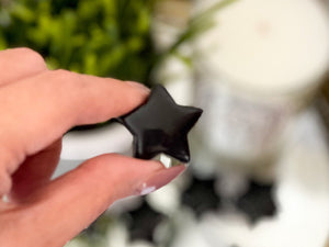 Black Obsidian Puffy Pocket Star: Volcanic Healing Crystal