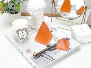 Peach Selenite Crystal Pyramid: Healing Home Decor