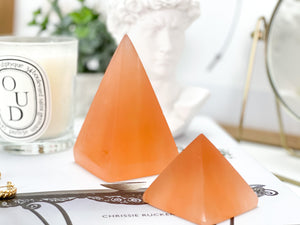 Peach Selenite Crystal Pyramid: Healing Home Decor