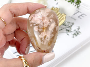 Cherry Blossom Agate Palm Stone: Flower Agate Crystal