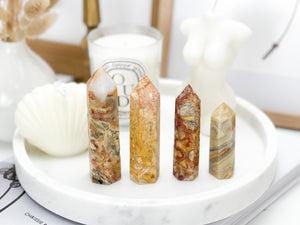 Crazy Lace Agate Crystal Point: Mexican Healing Crystal Tower