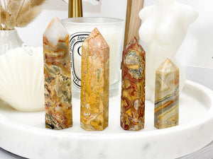 Crazy Lace Agate Crystal Point: Mexican Healing Crystal Tower