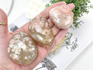 Cherry Blossom Agate Palm Stone: Flower Agate Crystal