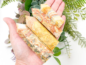 Crazy Lace Agate Crystal Point: Mexican Healing Crystal Tower